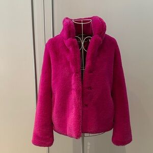 Milly Vibrant Pink girls 14 faux fur Jacket